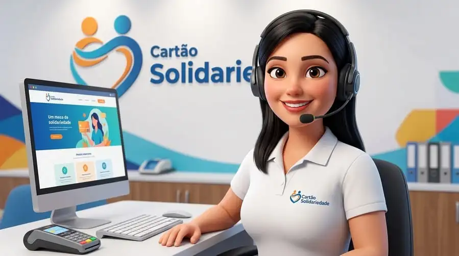 Atendente do Cartão Solidariedade em central de atendimento